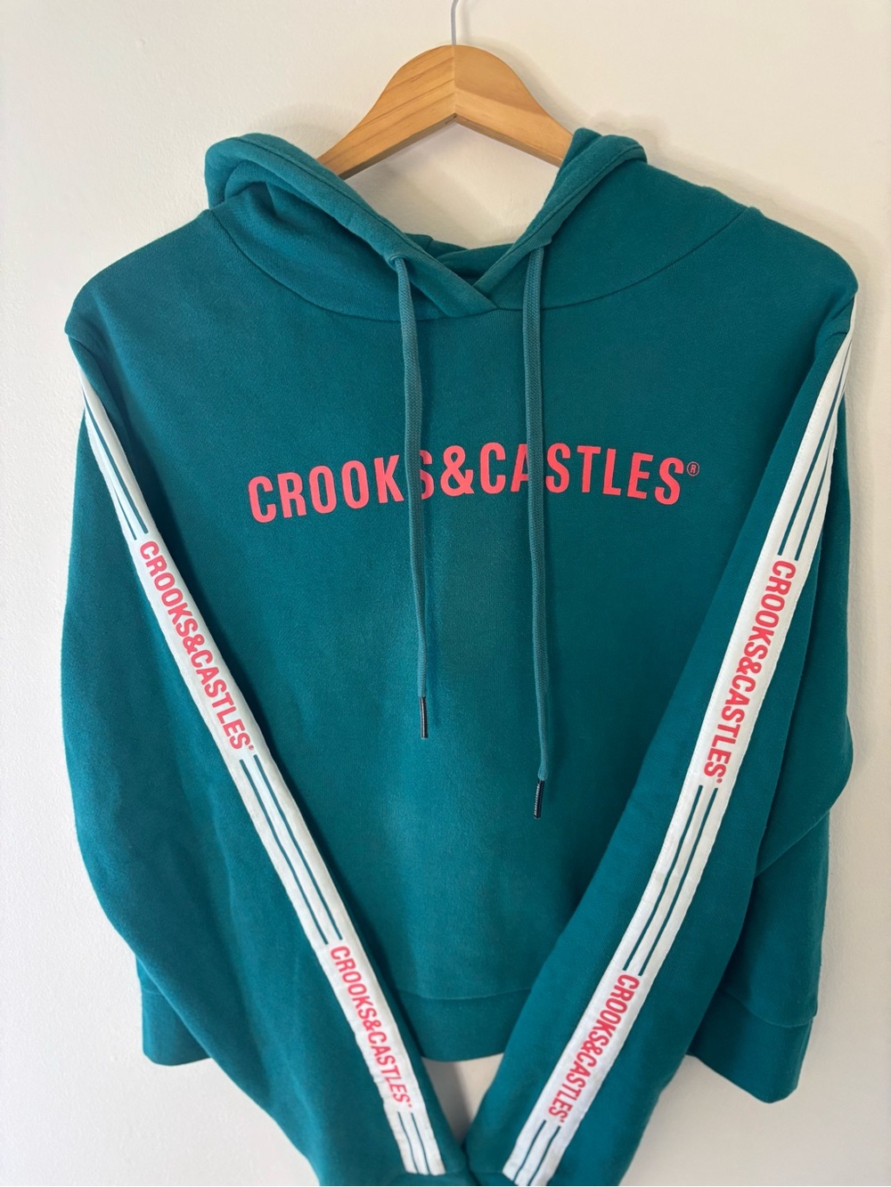 Crooks & Castles Teal Pullover with Orange Logo and Stripe